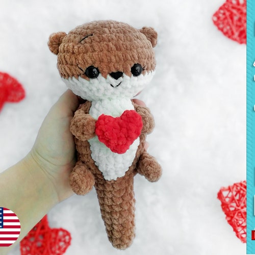 Otter Crochet PATTERN Plush Valentine's Day Gifts | Etsy