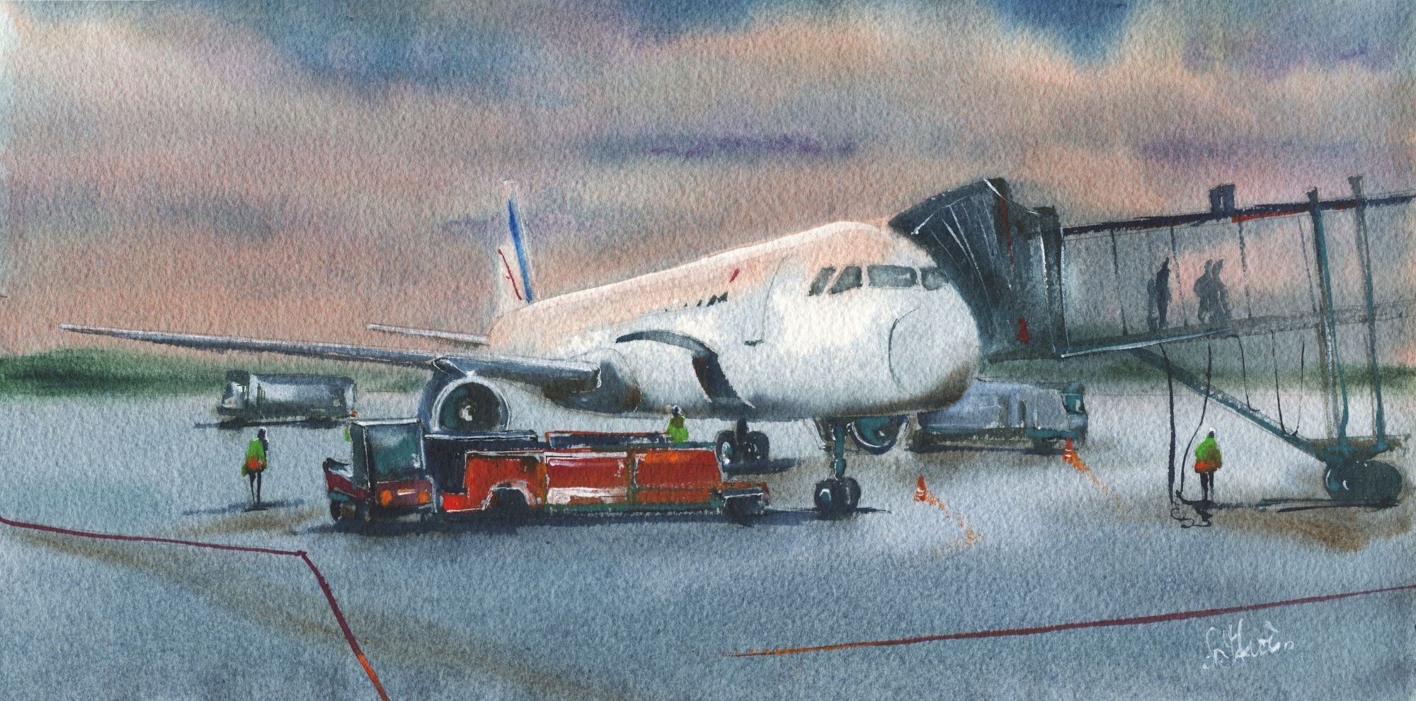 Original Artwork Watercolor Painting Boeing Aviation Aircraft Etsy
