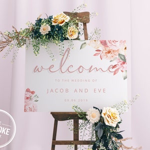 Wedding Sign Wedding Decor Entrance sign Welcome to our wedding Pink Wedding FREE POSTAGE
