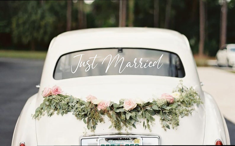 Just married car sticker wedding car car sticker wedding sticker image 1