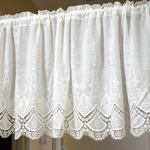 White Curtain With Lace - Etsy