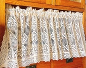 Beige Crochet Short Curtains For Cabinet
