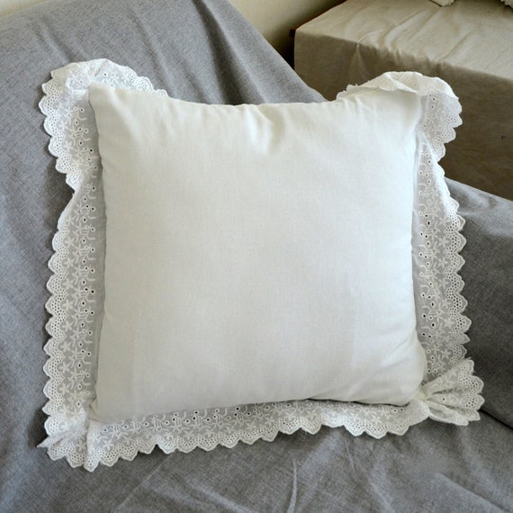 1Pcs Ruffled Pillow Shams Lace Pillowcases White Cotton Pillow Cover Protector 