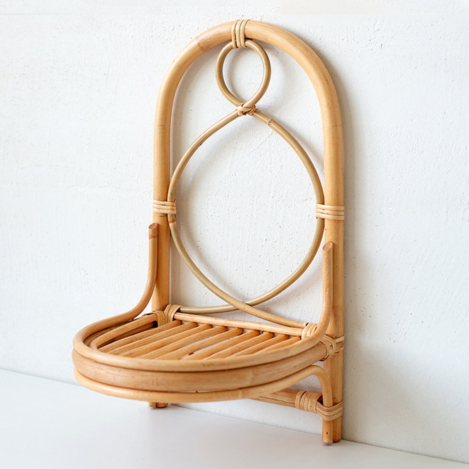 Rattan wall shelf for flower hanging rack Handwoven Etsy