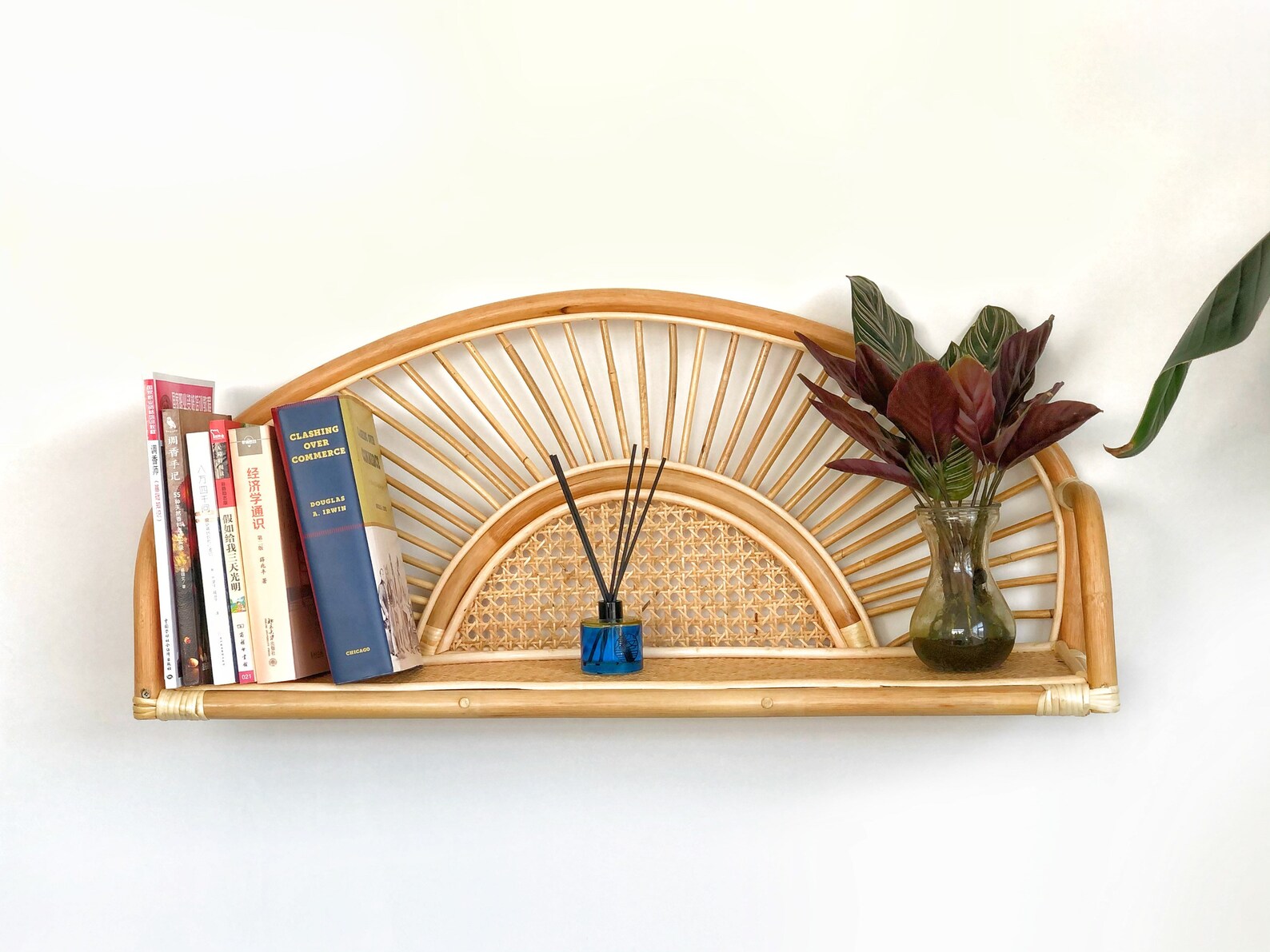 Rattan wall shelf handmade rattan book shelf for wall home Etsy