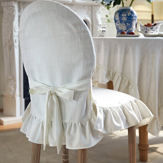 Custom Ruffled Linen Chair Cover Linen Chair Slipcover for Etsy