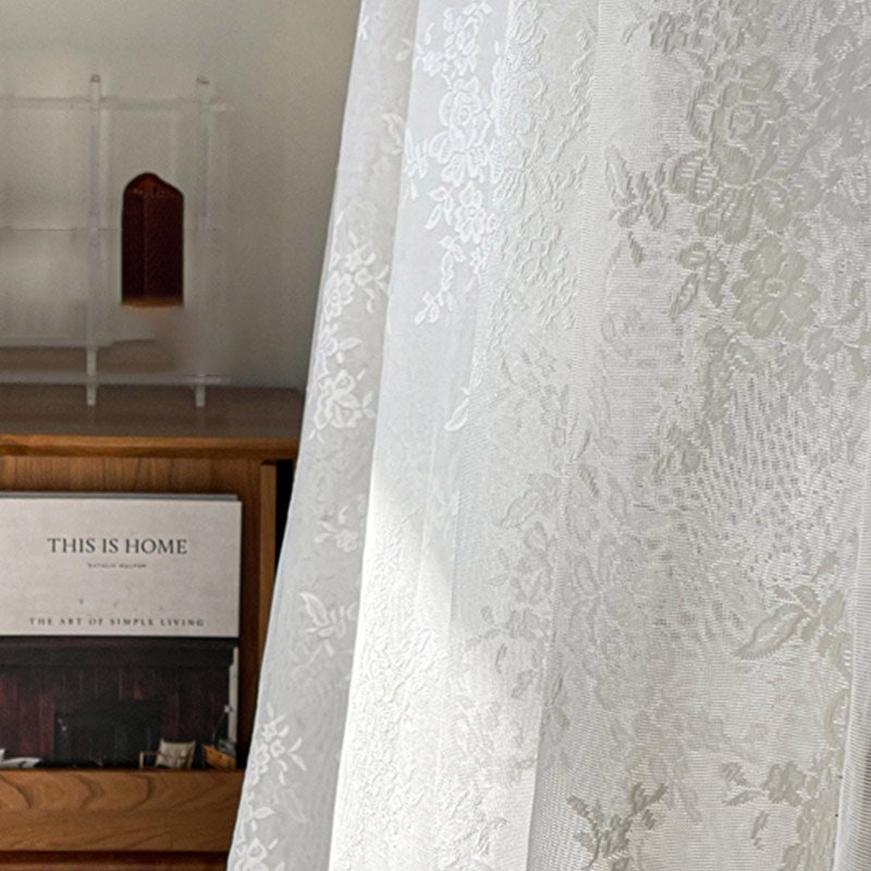 White Lace Bed Canopy With Ruffles French Style Floral Etsy