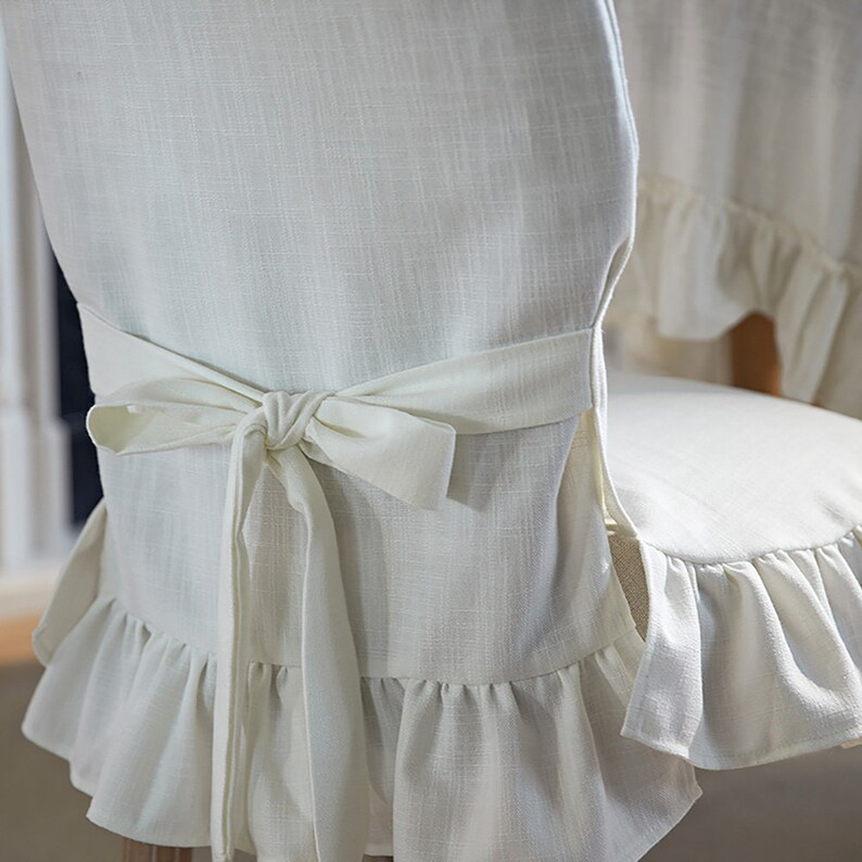 Custom Ruffled Linen Chair Cover Linen Chair Slipcover for Etsy