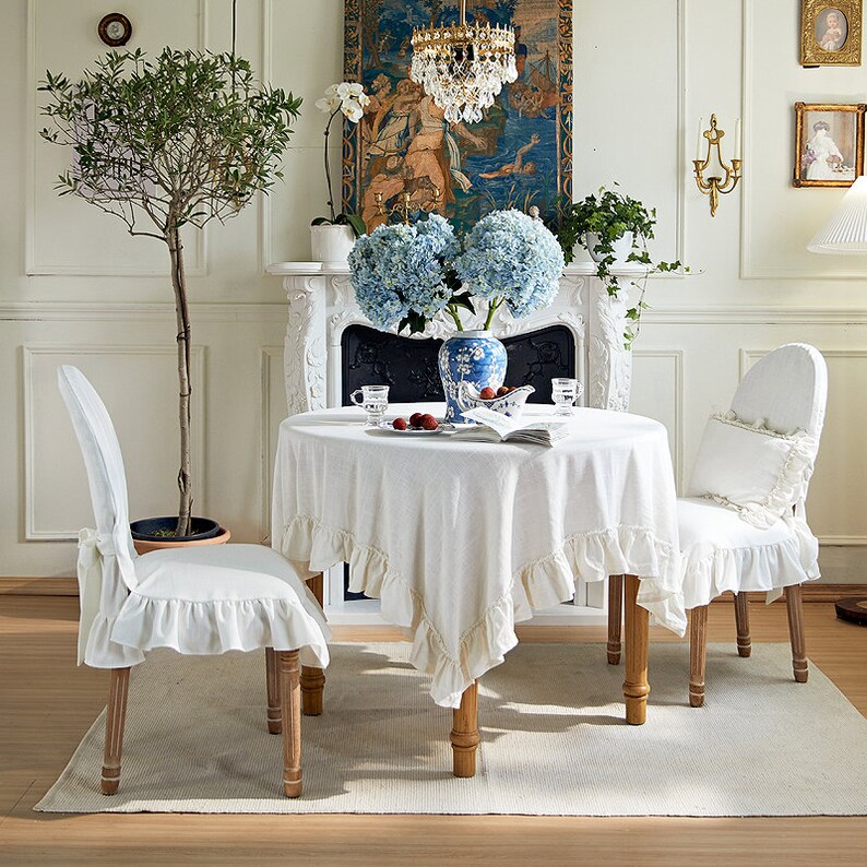 Custom Ruffled Linen Chair Cover Linen Chair Slipcover for Etsy