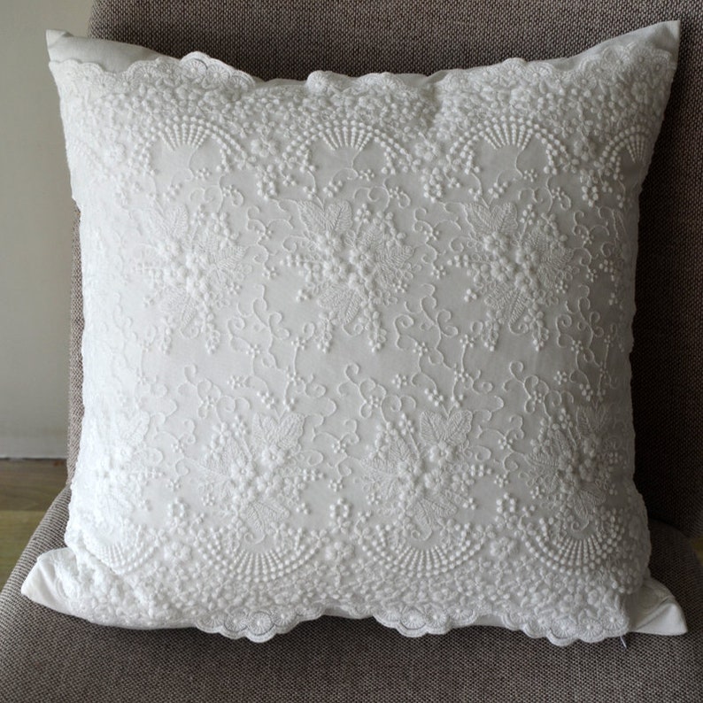 White Lace Pillow Covers Cotton Throw Pillows Handmade lace Etsy