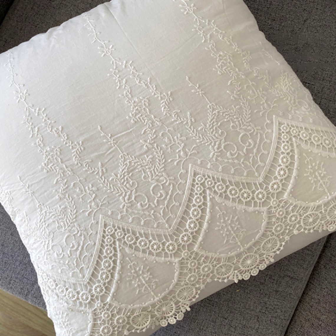 White Lace Pillow Covers Cotton Throw Pillows Handmade Lace Etsy