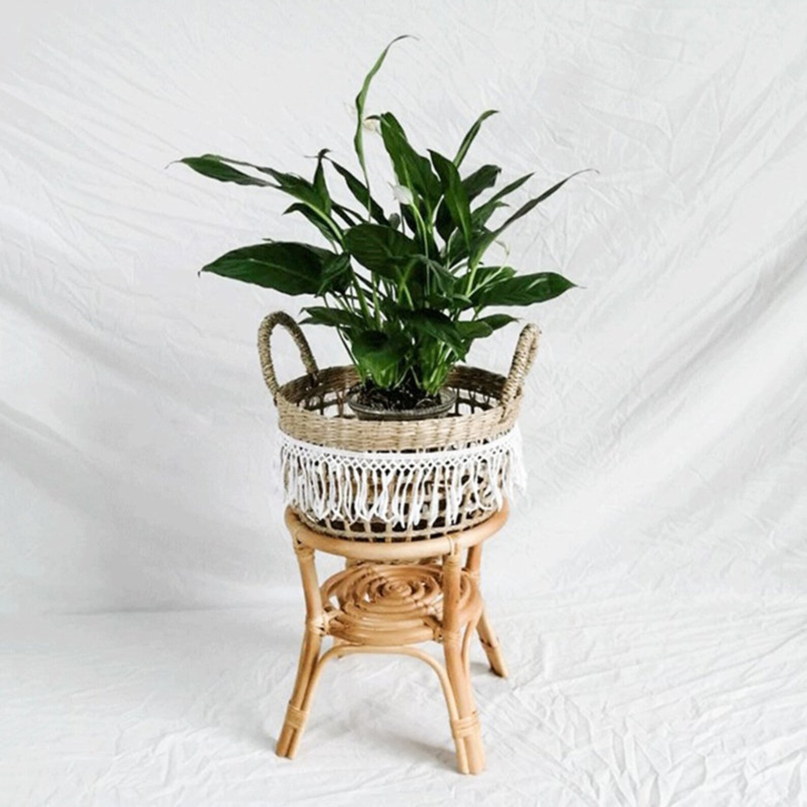Natural Rattan Plant Stand Indoor Flower Pot Holder Flower Etsy UK