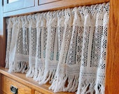 American country style beige crochet short curtains with tassels
