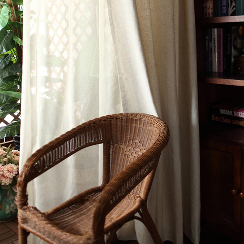 Linen Cotton Blend Curtains for Living Room off White Linen Etsy