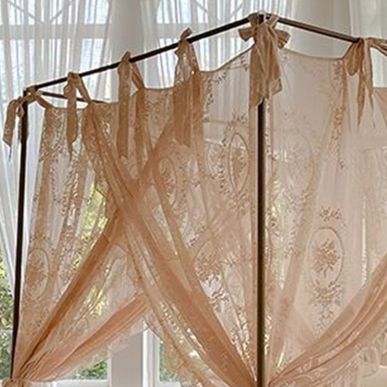 Romantic Canopy Bed Curtains With Top Ties Canopy Bed Panels Etsy