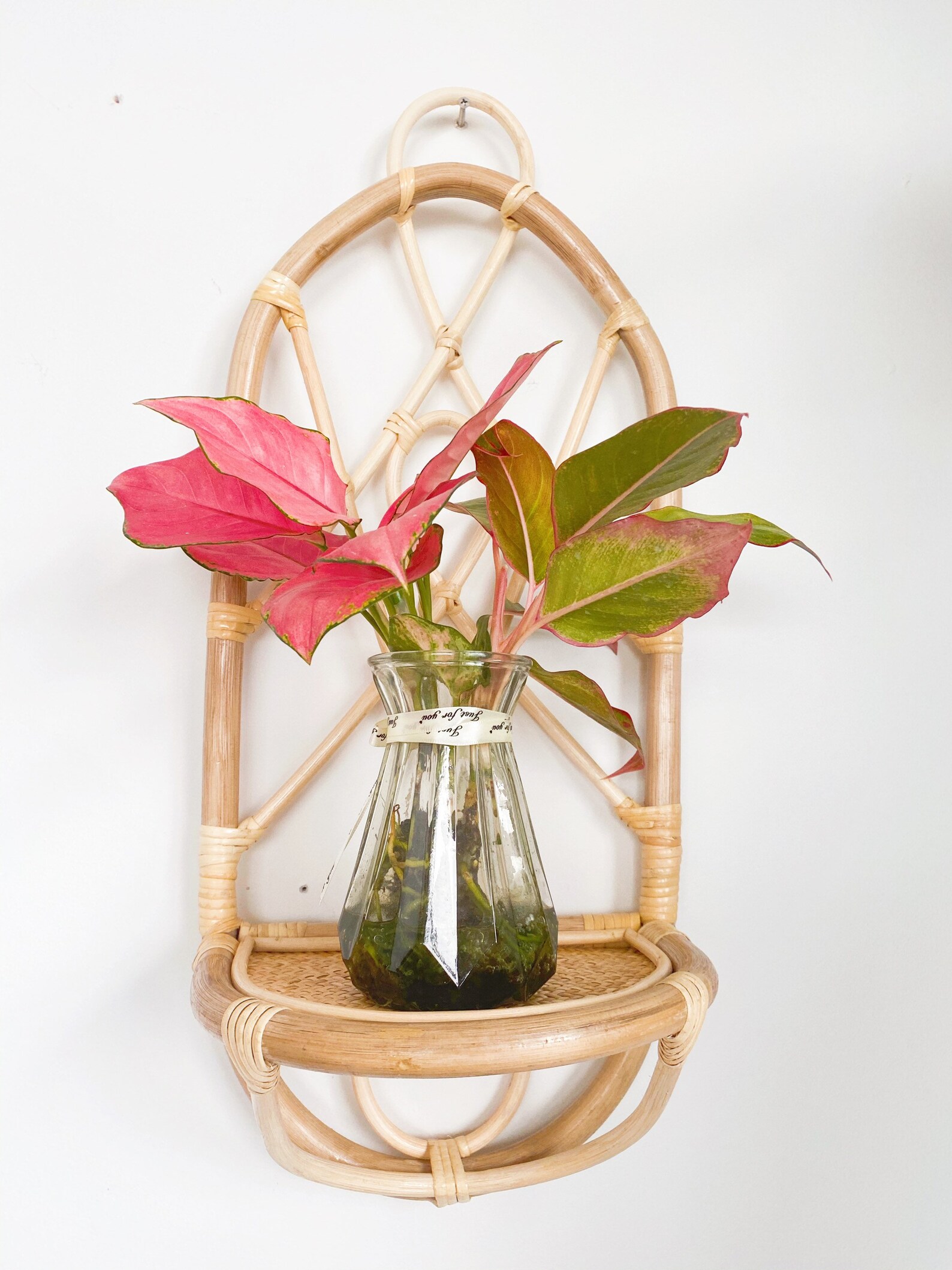 Rattan plant holder handmade wall shelf rattan shelf decor Etsy