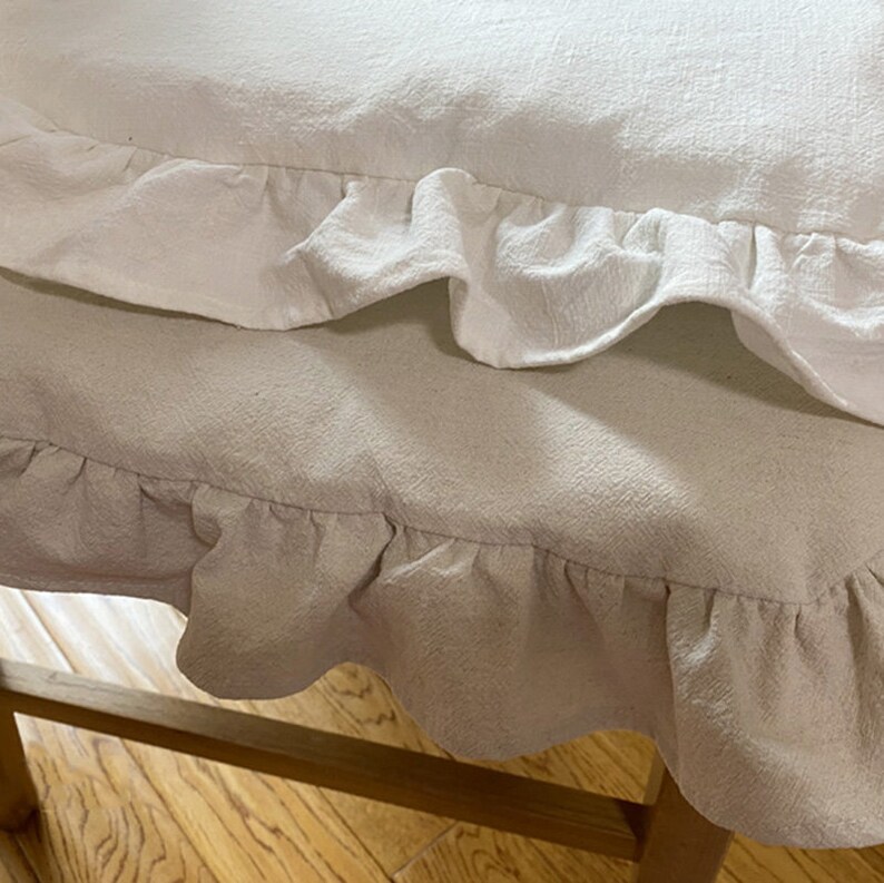 100 Linen Chair Pads With Ruffle Chair Etsy