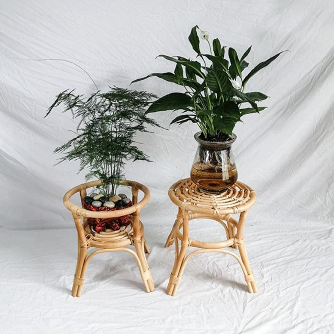 Natural Rattan Plant Stand Indoor Flower Pot Holder Flower Etsy UK