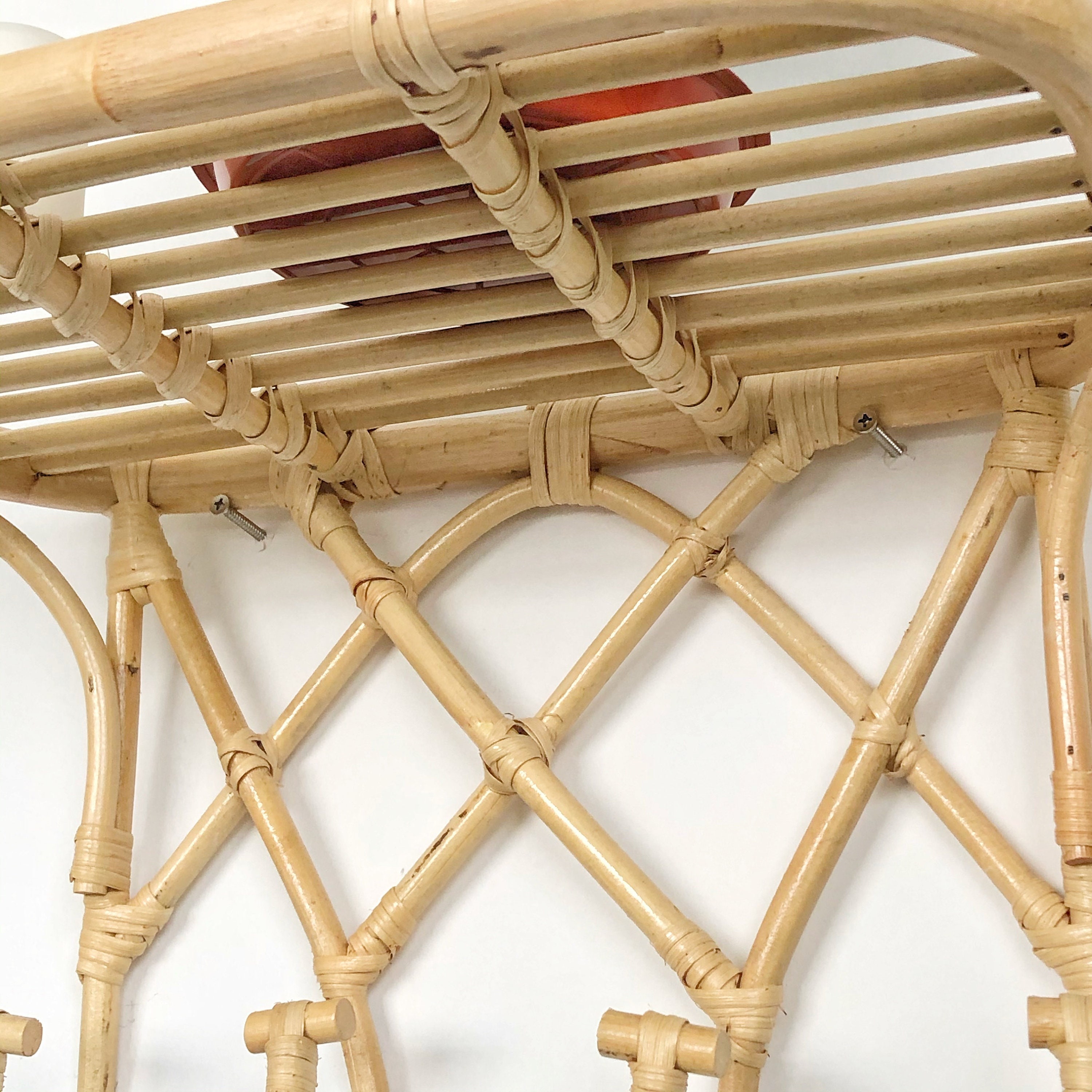 Rattan Wall Shelf with hooks bathroom Holder for towels Etsy