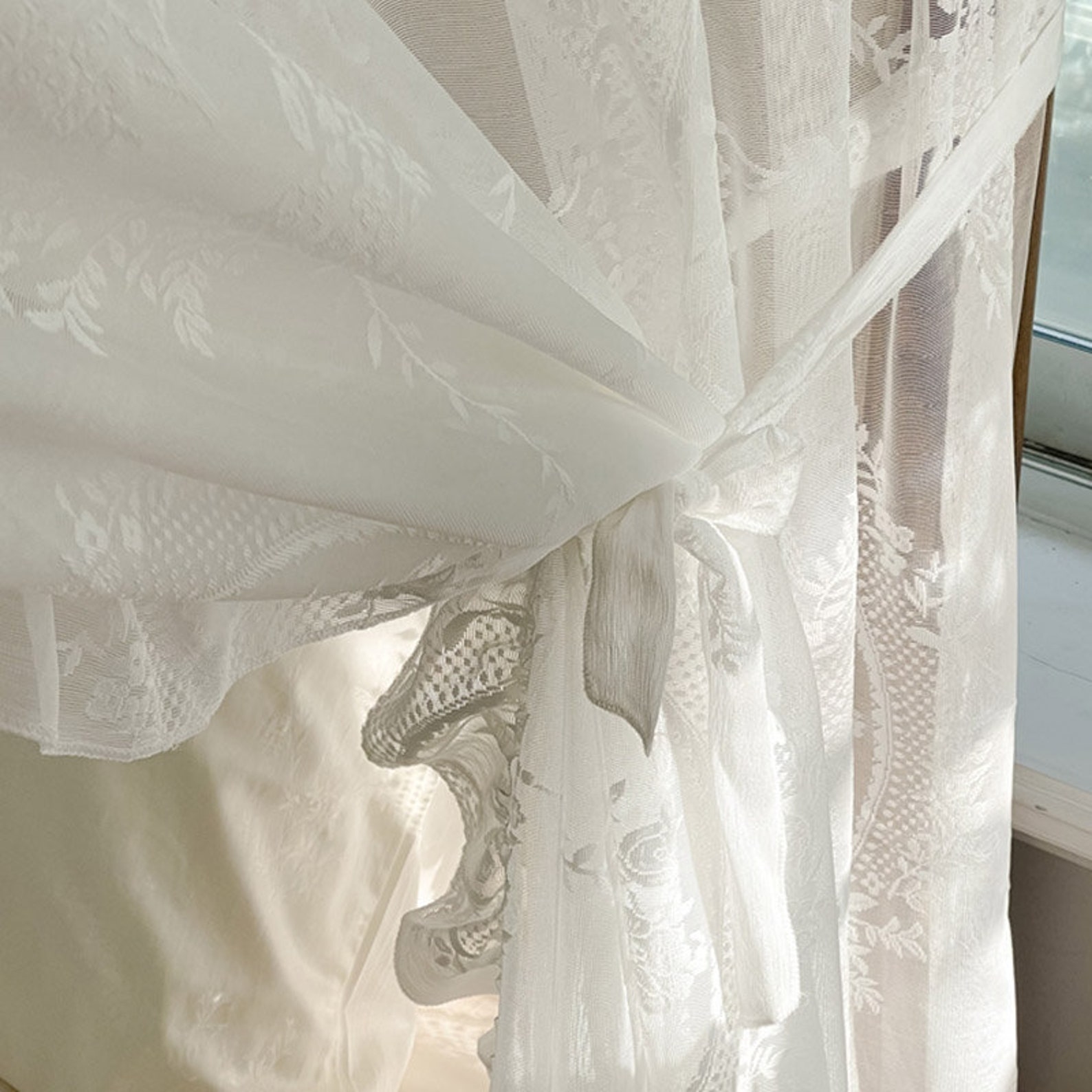 French Style Lace Bed Canopy Floral Embroidery Canopy Bed Etsy