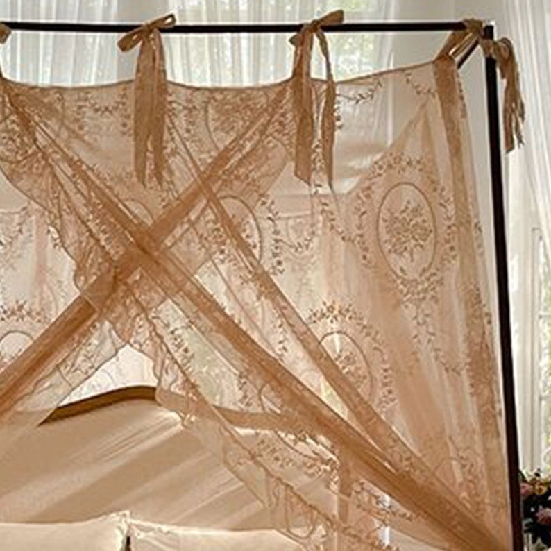 Romantic Canopy Bed Curtains With Top Ties Canopy Bed Panels Etsy