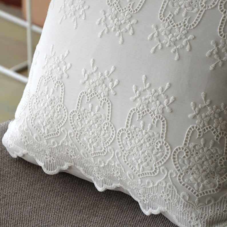 White Lace Pillow Covers Cotton Throw Pillows Handmade Lace Etsy