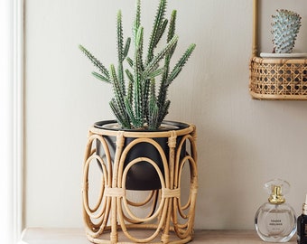 Natural Rattan Indoor Plant Stand | Flower Pot Holder | Bohemian Gardening Planter | Home decor