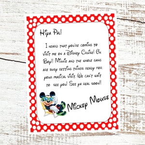 Te vas a un viaje en crucero mágico Revelación, Carta de Mickey Mouse, Descarga instantánea