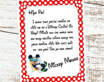 Te vas a un viaje en crucero mágico Revelación, Carta de Mickey Mouse, Descarga instantánea