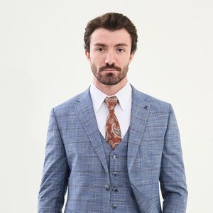 Mens Suits Blue 3 Piece Suit mens slim fit suit, checkered suit Blue, summer suits for men, mens linen suit Blue | GENT WITH SUITS