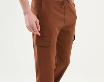 Slim Fit Rostbraune Hose : Herrenhose aus Baumwollmischung