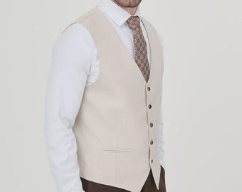 Ivory Slim Fit Men's Vest, Ivory Wedding Waistcoat, Groom Vest, Formal Dress Vest, Groomsmen Vest, Cream Suit Vest, Prom Vest
