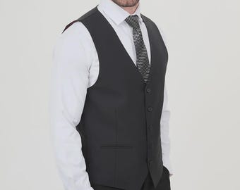 Black Slim Fit Men's Vest, Black Wedding Waistcoat, Groom Vest, Groomsmen Vest, Formal Dress Vest, Men's Suit Vest, Prom Waistcoat