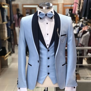 Baby blue tuxedo with ruffles on sale