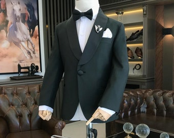 Kids Tuxedos - Kids Party Prom Suits _ Kids wedding Suit Vest pants - Children Tux - Boy's Suits - Boy's Tuxedos - Green Shawl Lapel Tuxedo