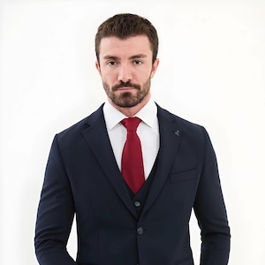 Dark Blue Suit Men, Three Piece Suit - Tailored Fit Formal Wear for Weddings, Prom, Party, Business, GENT WITH
