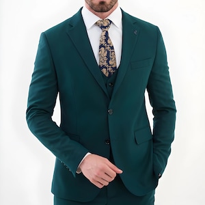 Men&#39;s Dark Emerald Green 3-Piece Suit - Tailored Elegance for Formal & Business Events, GentWith Menswear