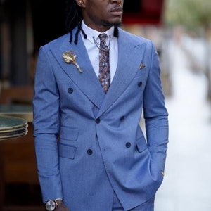 Men Suits Blue 2 Piece Slim Fit Two Button Wedding Groom Party Wear Coat Pant, Blue Suit for Men, Blue Slim Fit Double Breasted Suit
