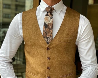 Men's Vest, Camel Waistcoat, Formal, Waist Coat for Men, Wedding Vest, Men Business Style, Groom Vest, Groomsmen Vest - Camel Slim Fit Vest