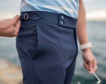 Blue Slim Fit Chino Pants: Men's Cotton Blend Trousers