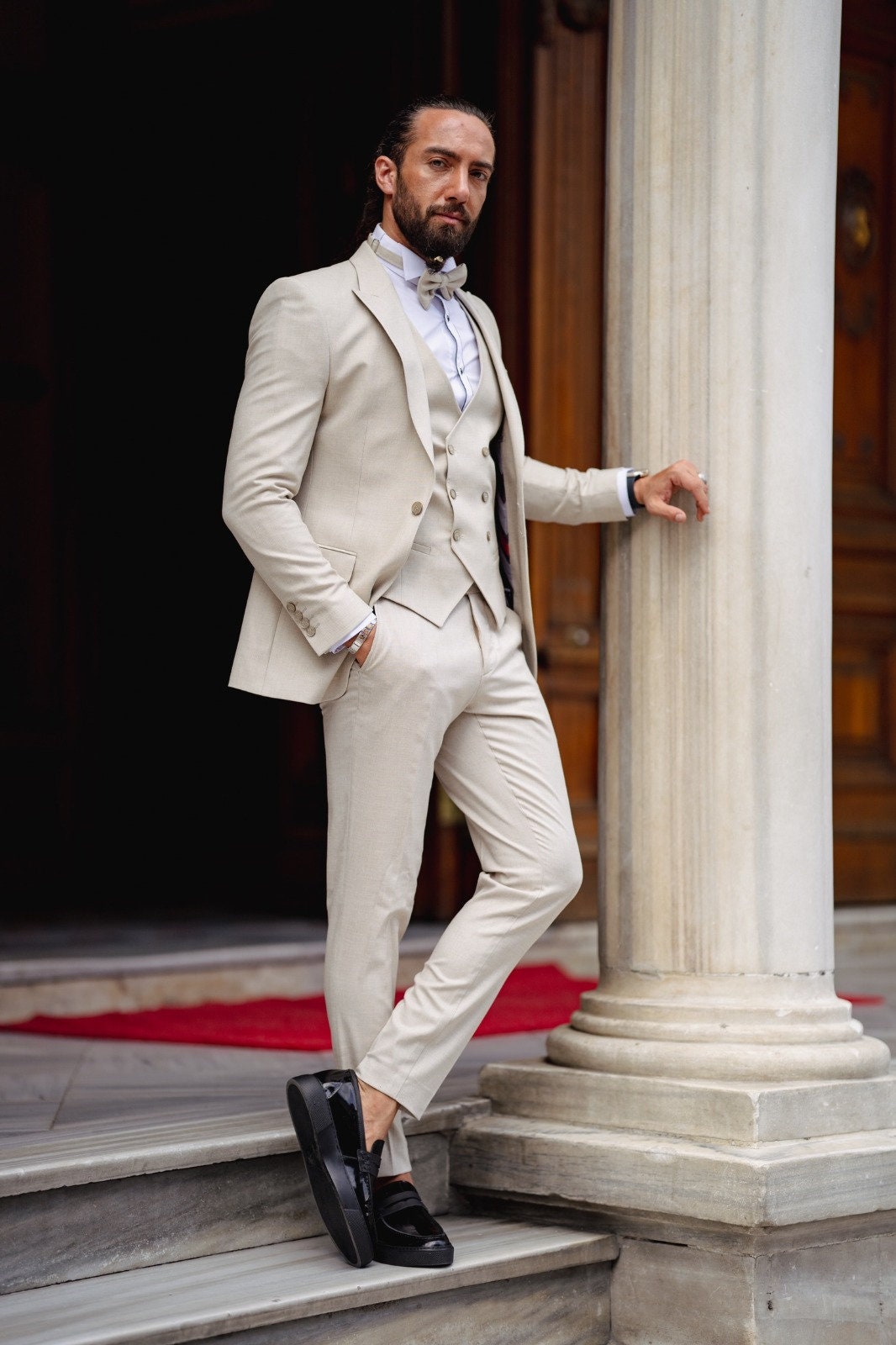 Men Suits Beige 3 Piece Slim Fit One Button Wedding Groom Party Wear Coat  Pant, Plus Size Beige Suit, Men Beige Suit, Beige Slim Fit Suit -   Canada