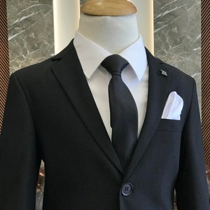 Kids Suits - Kids Party Prom Suits - Kids wedding Suit Vest pants - Children Suits - Boy's Suits - Boy's 2 Piece Suits - Black Slim Fit Suit