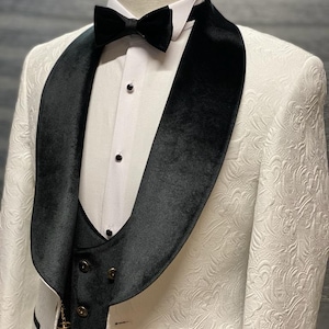 Men Suits White 3 Piece Slim Fit One Button Wedding Groom - Etsy