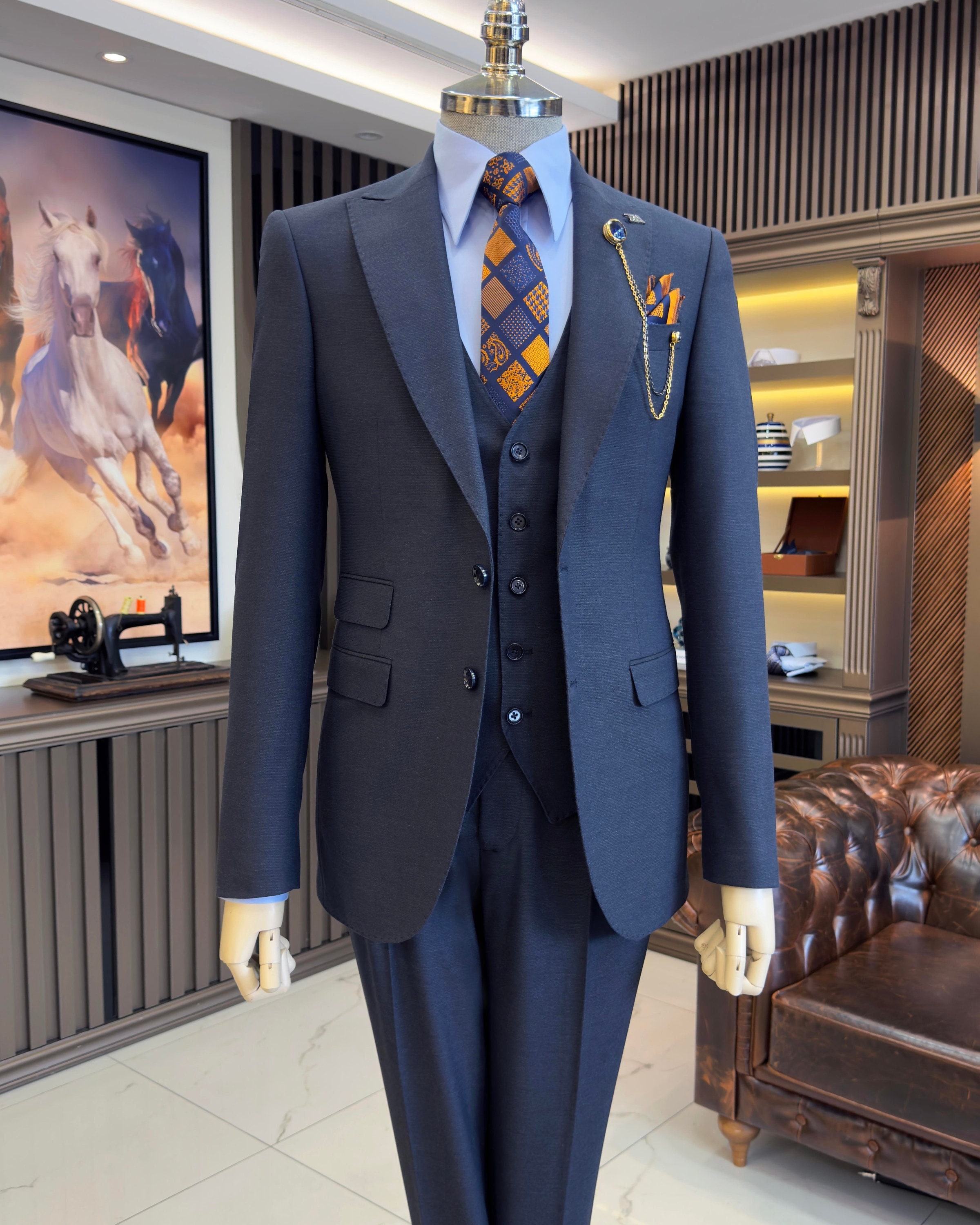 Veste De Smoking élégante Pour Homme En Velours Bleu - Sur Mesure Disponible