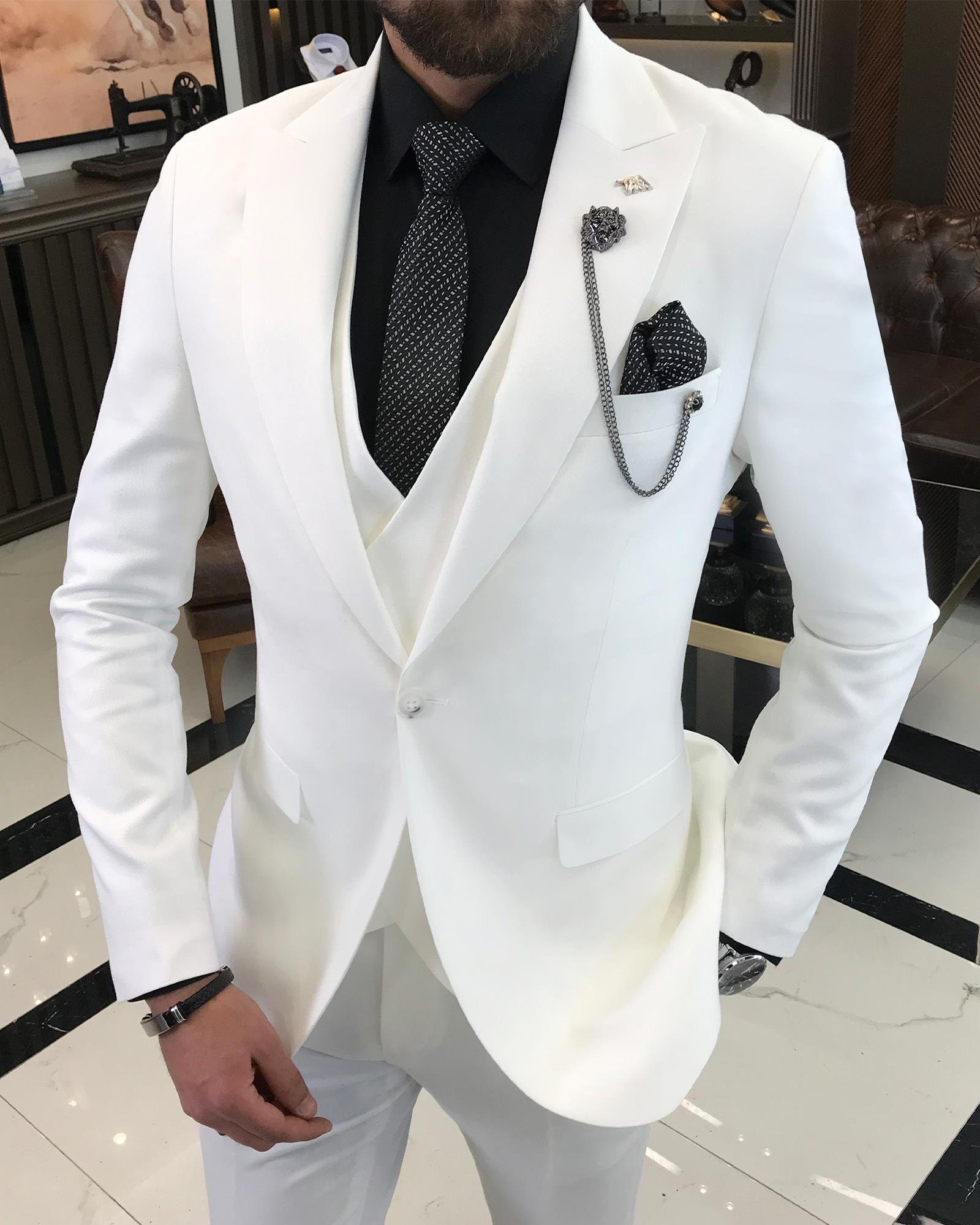 White Slim-fit Italian Cut Suit Mens Suit White 3 Piece - Etsy