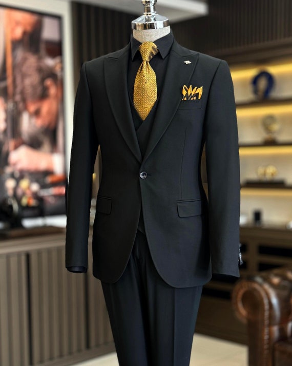 green emerald velvet dress Hi-Tie Black Shirt Gold Floral Silk Men's Long Sleeve Shirt, M main image 1
