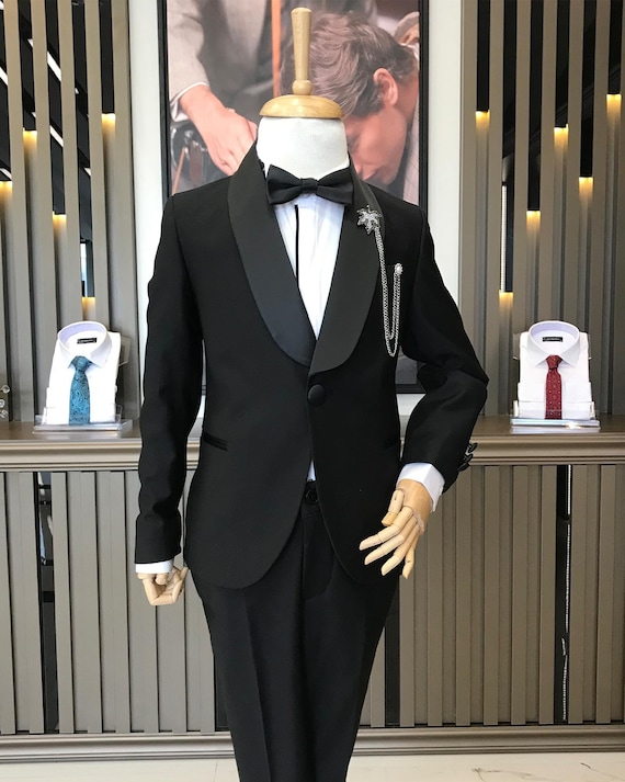 Kids Black Slim Fit Tuxedo: Party Wedding Suit (Jacket and Pants)