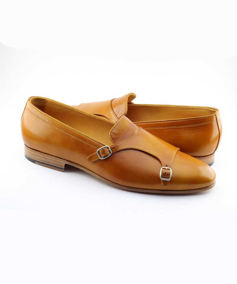 GENT WITH Men Brown Loafers, Wedding Groom Party Wear Shoes, Men Brown Loafer Shoes, Groom Brown Shoes, Brown Double Monk Straps Loafers