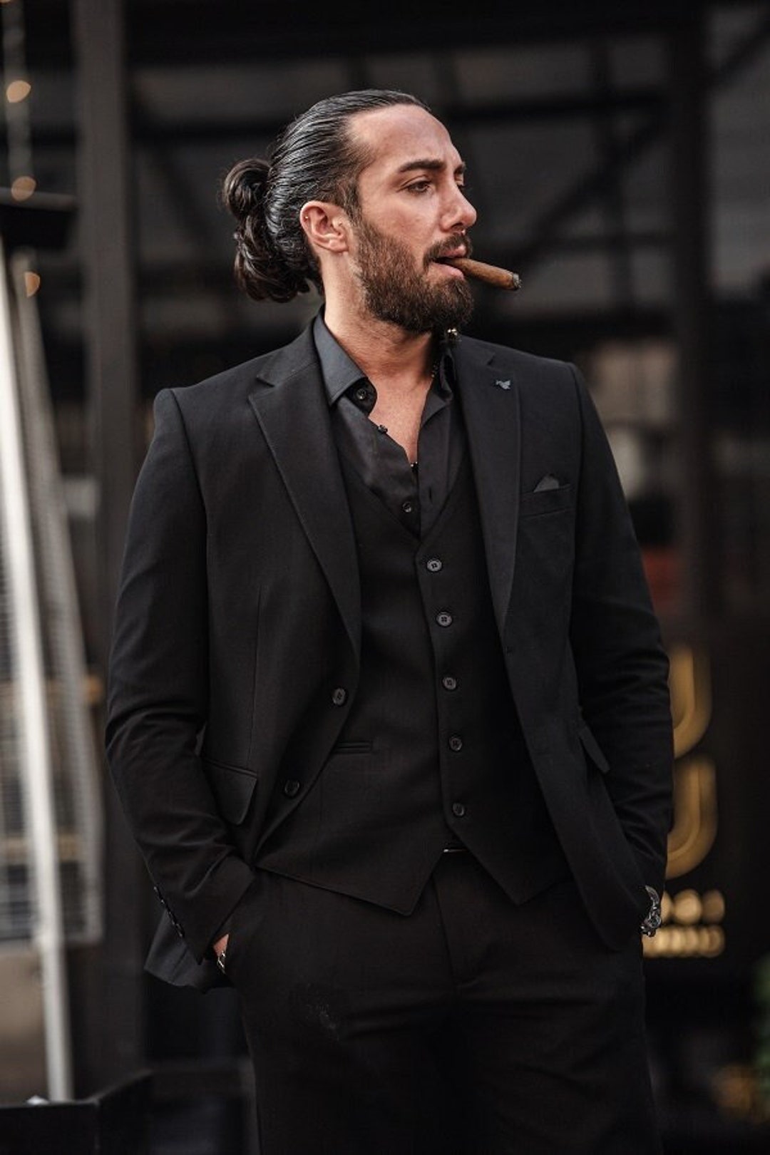 Slim Fit Men Coat Pant Black Suit Mens Blazer Style 2019 Men Suits