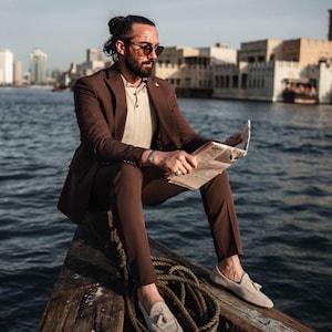 Elegant Chocolate Brown Two Piece Suit for Men - Classic Style and Comfort - Tailored Suit - GentWith Suits